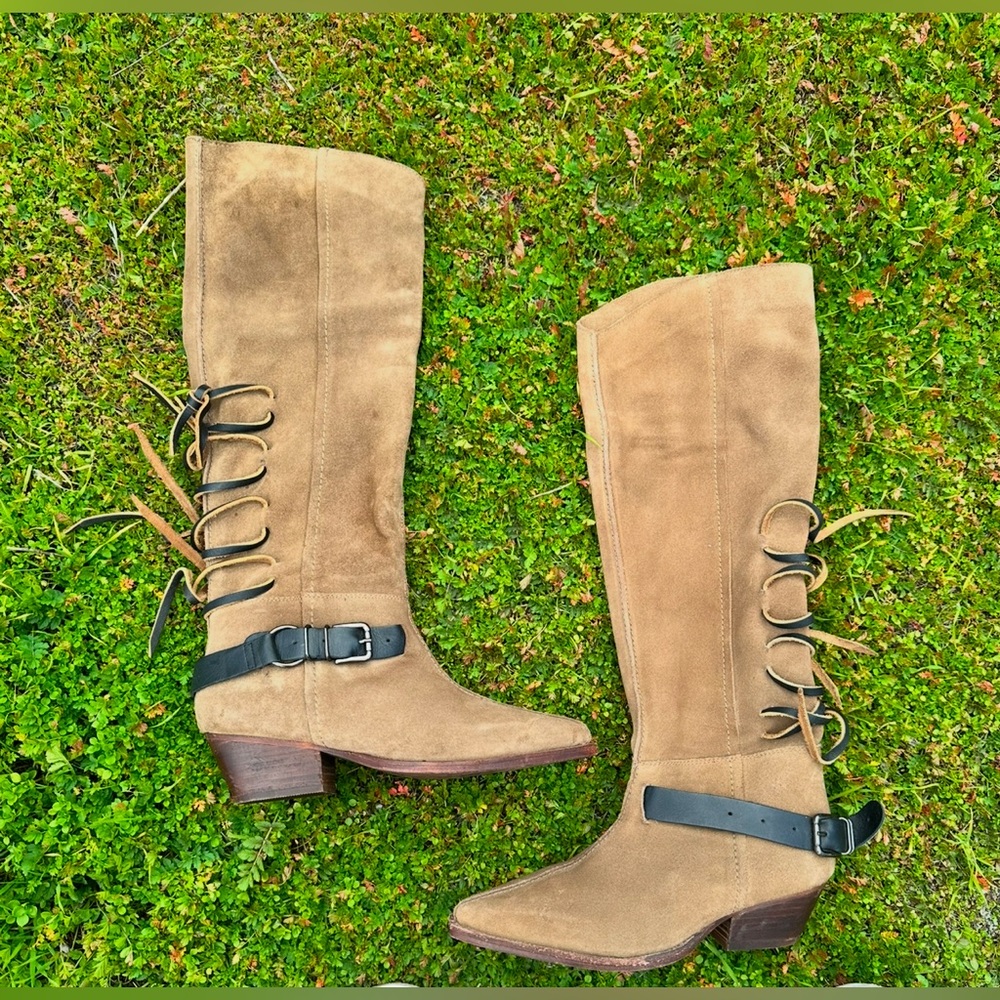 Free People Back Lace Shoes Sway Low Boot/ Military Swayed Size 7.5 NEW *Flaw - Picture 4 of 6
